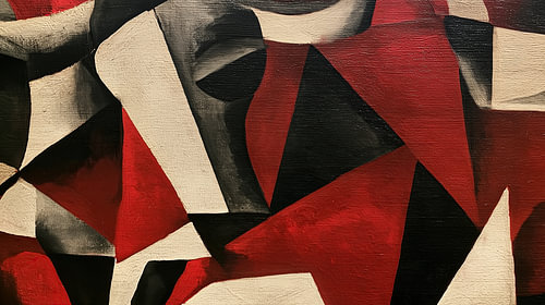 Bull, Cubism, red and black