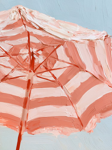 Roze gestreepte strandparasol