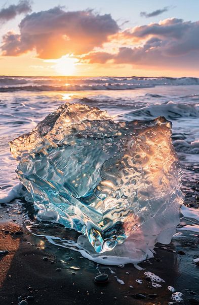 Zacht goud over ruwe golven van fernlichtsicht