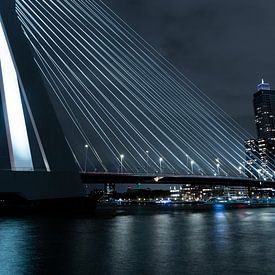Erasmusbrug by night, Rotterdam van Cedric Hoogendoorn