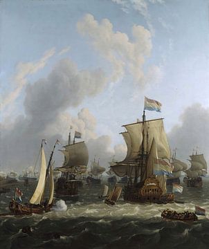 De aankomst van de Kattendijk op Texel, 22 juli 1702, Ludolf Bakhuizen