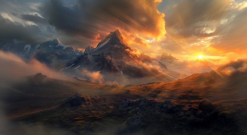 Ochtendzon boven de Alpen van fernlichtsicht