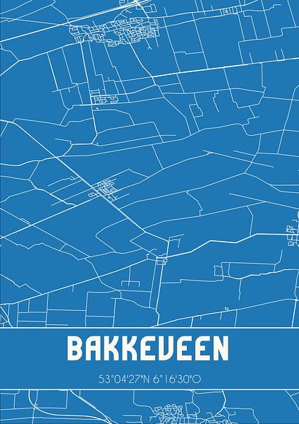 Blueprint | Map | Bakkeveen (Fryslan) by Prints of Place
