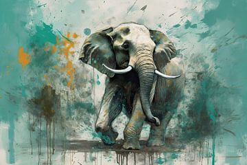 Eléphant en méditation | Art moderne sur Blikvanger Schilderijen