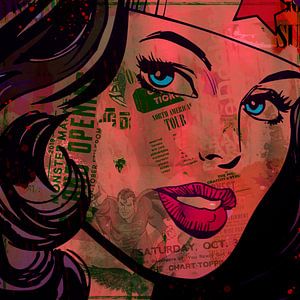 Pop Art du visage de Wonder Woman sur Rene Ladenius Digital Art