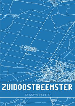 Blauwdruk | Landkaart | Zuidoostbeemster (Noord-Holland) van Rezona