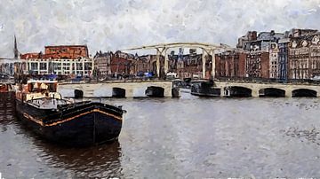 Skinny Bridge in Amsterdam Painting by Anton de Zeeuw