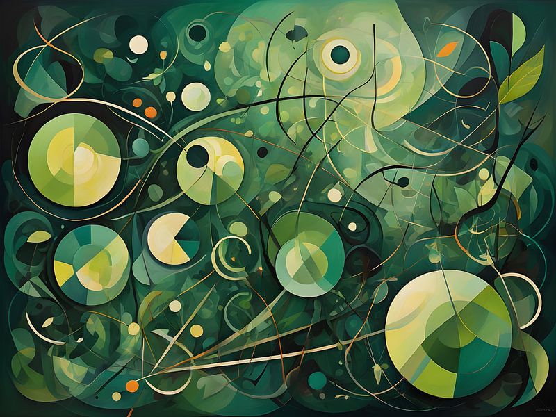 Levendige Groene Tint in Geometrisch Kunstwerk van Bart Veeken