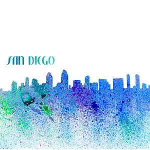 San Diego California Skyline Silhouette Impressionistisch