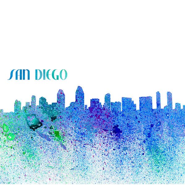 San Diego California Skyline Silhouette Impressionistisch von Markus Bleichner
