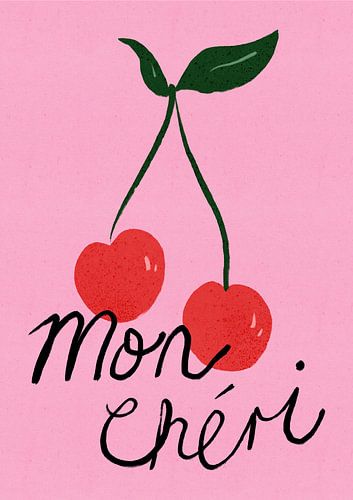 Mon Cheri Cherry Typografie Poster Paars
