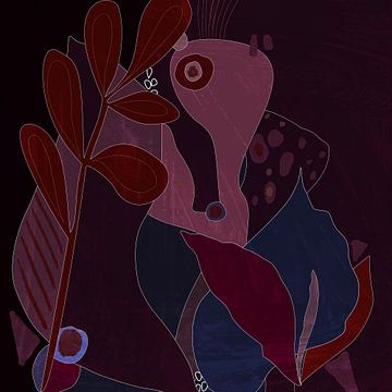 Abstract fantasie in rood van annemiek art