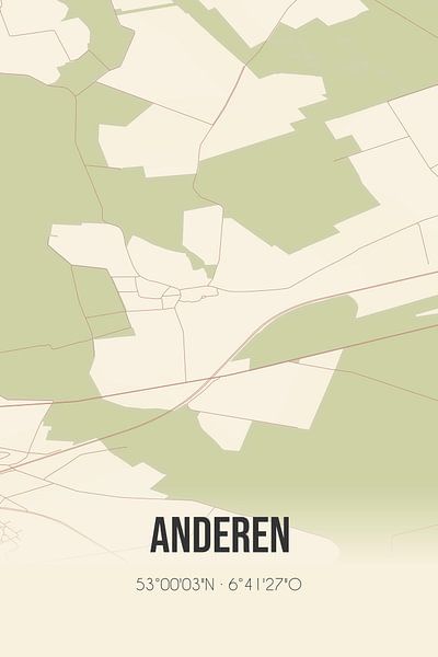 Vintage map of Anderen (Drenthe) by Prints of Place