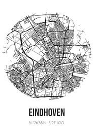 Eindhoven (North Brabant) | Map | Black and White by Prints of Place