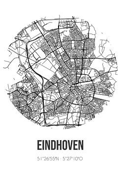 Eindhoven (Noord-Brabant) | Landkaart | Zwart-wit van MijnStadsPoster