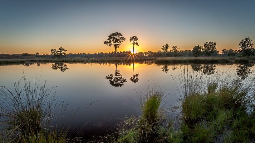 Zonsondergang in spiegelbeeld van Richard Reuser