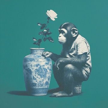 Stencil-style: Monkey See, Monkey Bloom van PixelMint.
