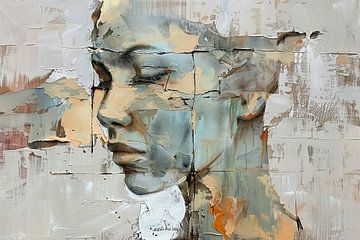 Abstract Vrouw Met Zachte Kleuren van Kunst Kriebels