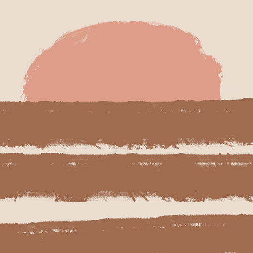 Abstracte zonsopgang in wabi-sabi-stijl. Minimalistisch landschap.