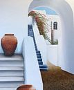 Kastelli resort Santorini schilderij van Russell Hinckley thumbnail