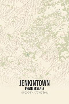 Vintage landkaart van Jenkintown (Pennsylvania), USA. van MijnStadsPoster