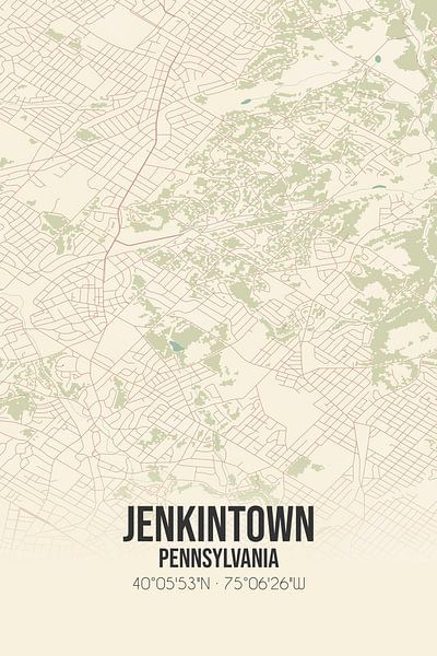 Carte ancienne de Jenkintown (Pennsylvanie), USA. par Affiches de lieux