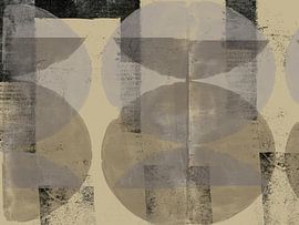 Geometric shapes in neutral taupe, off white, black. Modern abstract art. by Dina Dankers