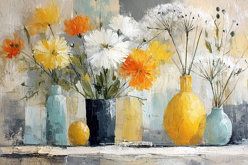 Bloemen Vaas | Gele en Witte Bloemen in Vazen