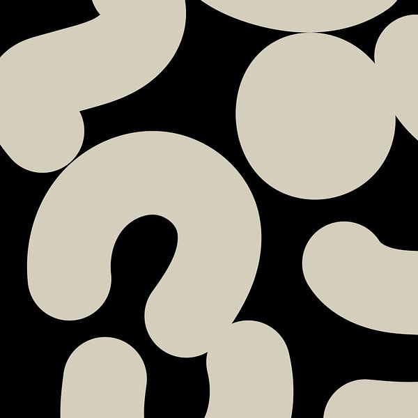 Boho Abstract Shapes. White on Black no. 2 by Dina Dankers
