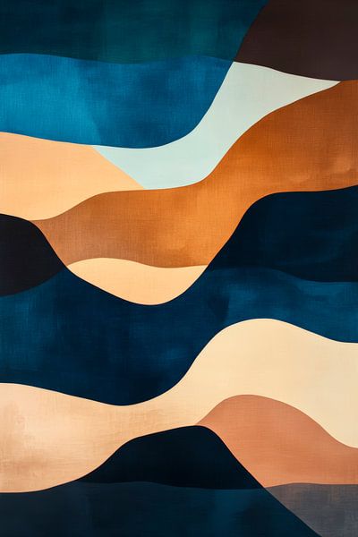 Golfachtige kleurenharmonie in blauw en zand van Poster Art Shop