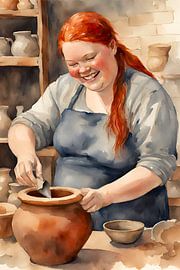 Gemütliche Damen mit roten Haaren beim Eintopfen von De gezellige Dames