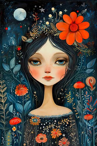 Grillig meisje in de nacht