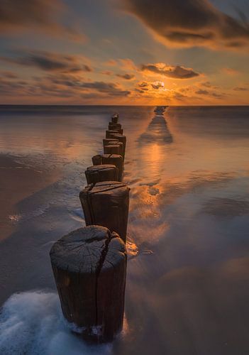 Coucher de soleil à la mer des Wadden sur Ameland