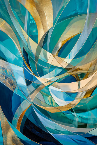 Abstrakte Wellen in Blau und Gold