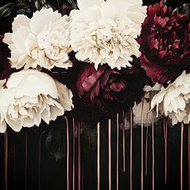 Donker vloeiende bloemige pioenroosromantiek van Floral Abstractions