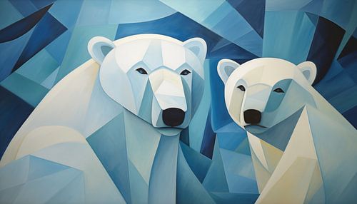 Abstracte ijsbeer kubisme panorama