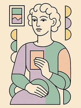 Bauhaus-Stil Frauen halten Spiegel