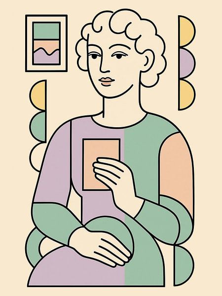 Miroir tenu par une femme dans le style Bauhaus par Ani Mulyani