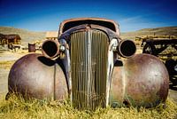 Front of a vintage car in the ghost town of Bodie in California USA