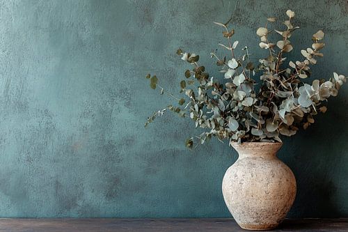 Rustieke vaas met eucalyptus