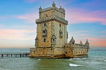 Tower of Belem in Lisbon Portugal at sunset by Eye on You
