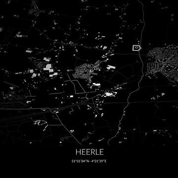 Schwarz-weiße Karte von Heerle, Nordbrabant. von Rezona