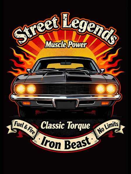 Street Legends: Classic American Muscle Car Icon by Indharta Harviansyah Avy