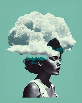Vrouwenportret Cloudscape collage van Vlindertuin Art