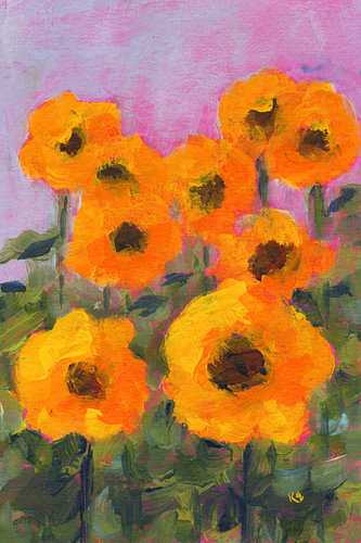 Strahlende Sonnenblumen in voller Blüte Serie Teil drei