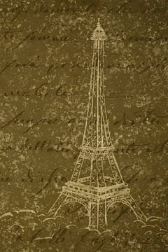 Oui, Oui, Paris! Aquarel schilderij Eiffeltoren Parijs deel 4 van 4 (Frankrijk stedentrip romantisch van Natalie Bruns