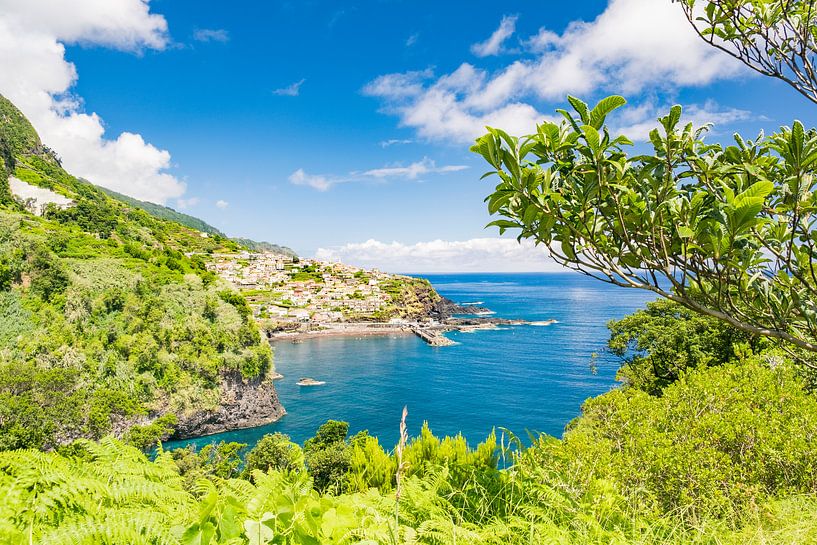 Blick auf das Dorf Seixal an der Küste der Insel Madeira von Sjoerd van der Wal Fotografie
