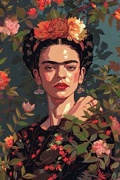 Frida's bloemenaura anime stijl van Felix Brönnimann