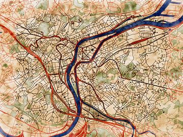 Kaart van Luik in de stijl 'Serene Summer' van Maporia