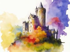 Aquarel van een Kasteel. van Brian Morgan